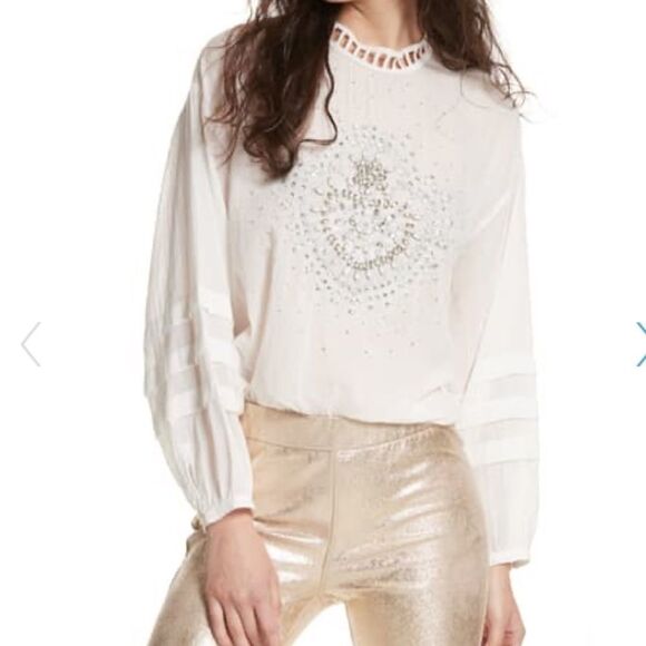 NWT Free People Heart of Gold Embellished Blouse - Picture 3 of 8